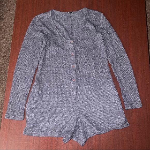 Monrow Pants - Monrow Gray Long Sleeve Romper